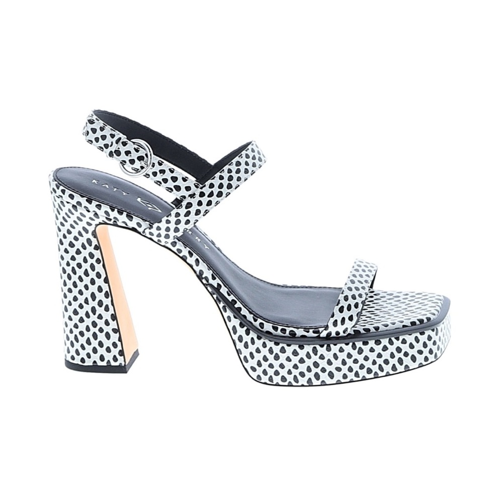 Katy Perry Collections Steady Sandal 11M black white multi Platform Heel NIB